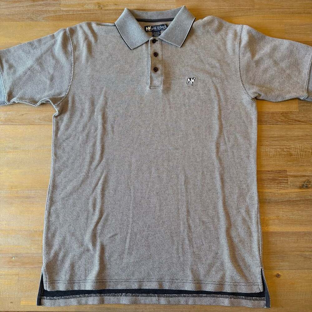 Big Dogs Y2K Polo Shirt Brown/Gray Short Sleeve Size Large